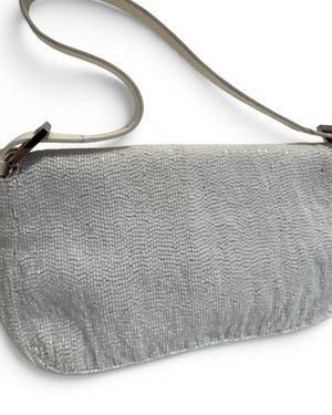 Fendi 2000s by Karl Lagerfeld Cream White Beaded Baguette Bag