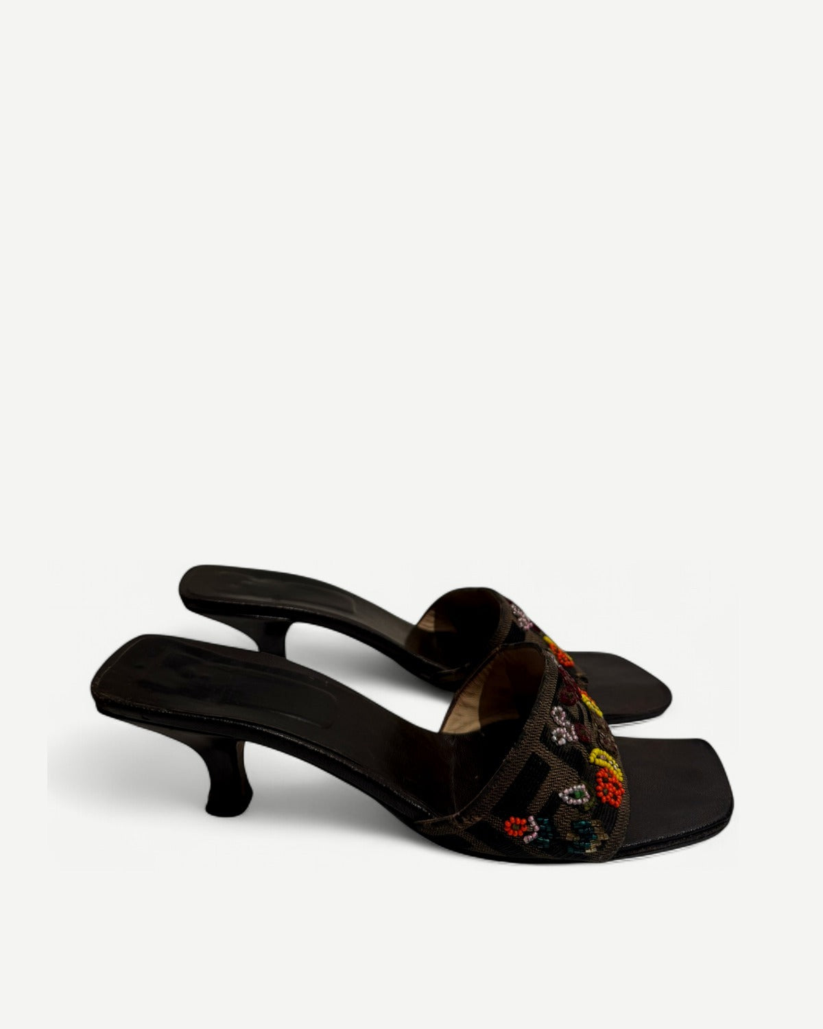 Fendi 2000s by Karl Lagerfeld Beaded Zucca Heels