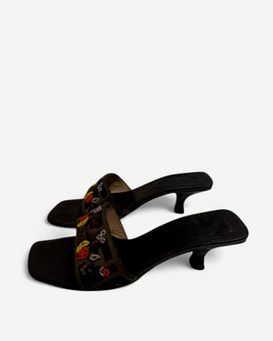 Fendi 2000s by Karl Lagerfeld Beaded Zucca Heels