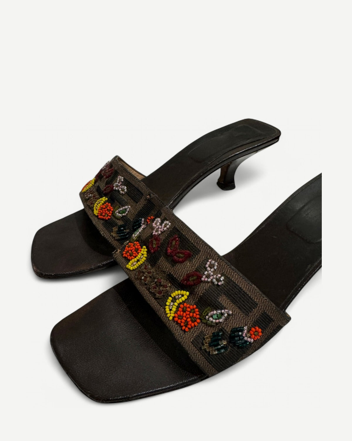 Fendi 2000s by Karl Lagerfeld Beaded Zucca Heels