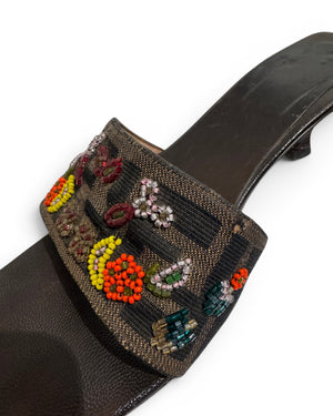 Fendi 2000s by Karl Lagerfeld Beaded Zucca Heels