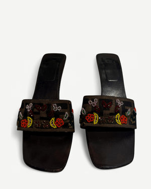 Fendi 2000s by Karl Lagerfeld Beaded Zucca Heels