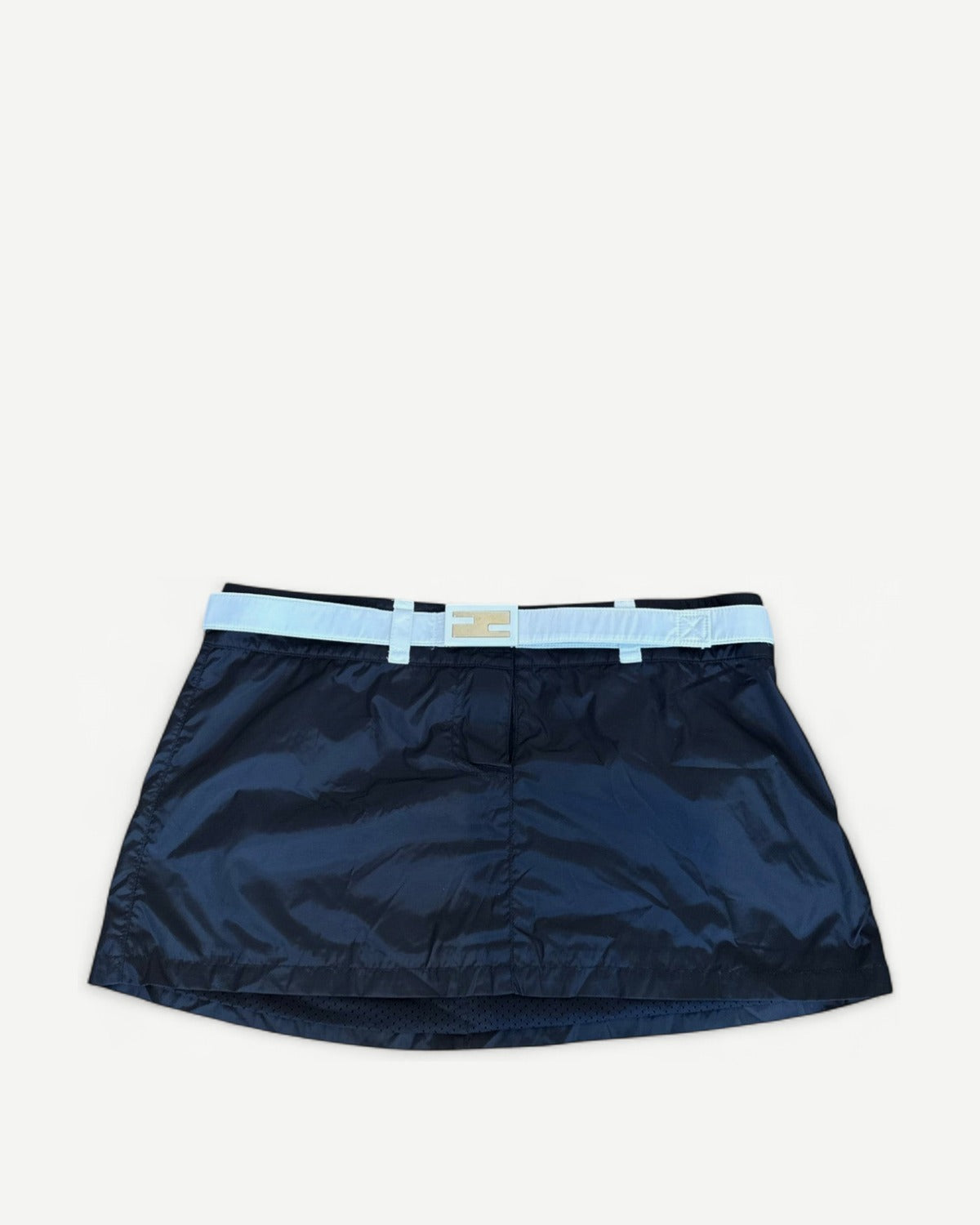 Fendi 2000s by Karl Lagerfeld Nylon Contrast Baguette Logo Belt Mini Skirt