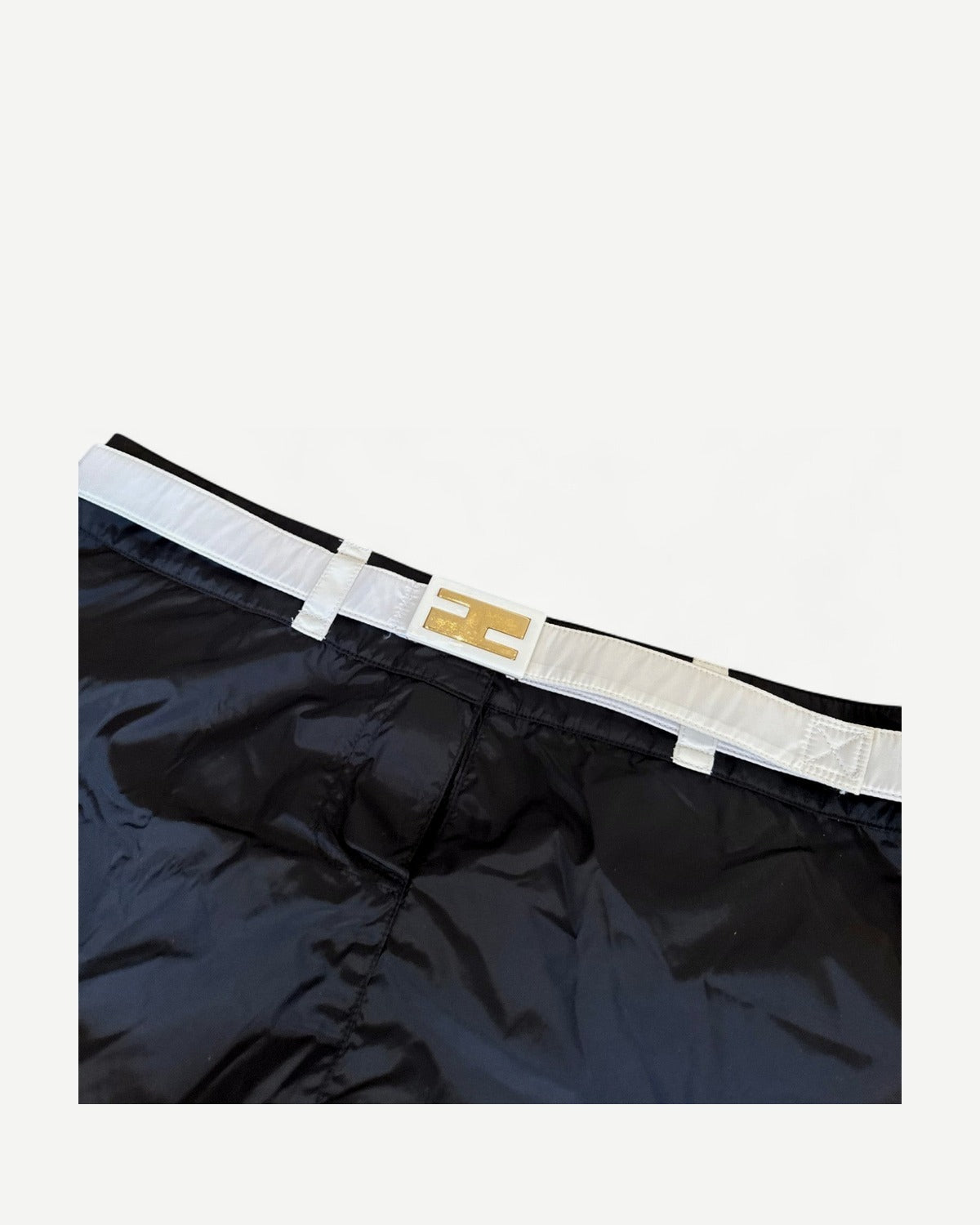 Fendi 2000s by Karl Lagerfeld Nylon Contrast Baguette Logo Belt Mini Skirt
