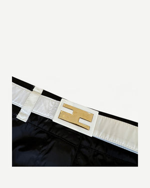 Fendi 2000s by Karl Lagerfeld Nylon Contrast Baguette Logo Belt Mini Skirt