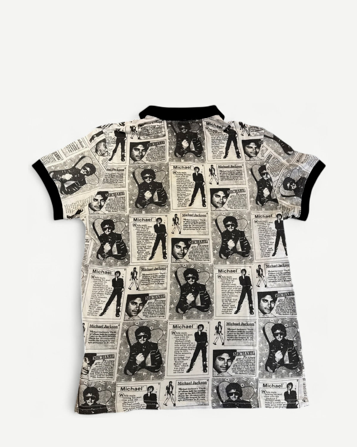 Ann Demeulemeester Michael Jackson Newspaper Print Polo Shirt