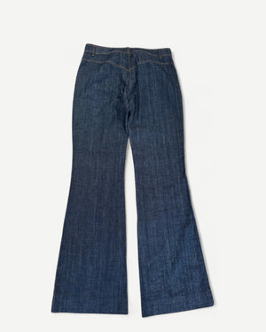SS01 by Stella McCartney Rainbow Zipper Crystal Embellished Flared Raw Denim