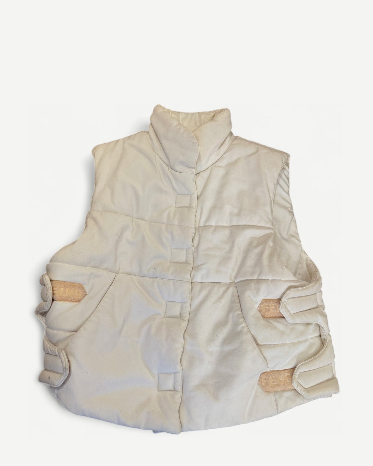 90s by Karl Lagerfeld Cream Velcro Utility Vest
