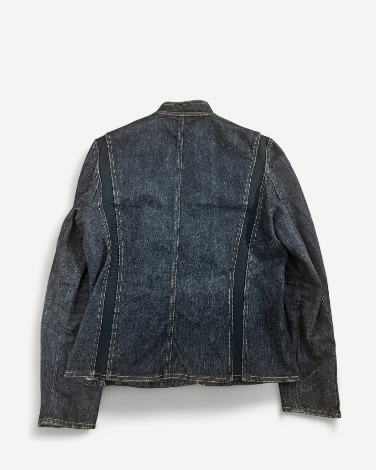 SS99 by Tom Ford Raw Denim Silk Paneled Moto Biker Jacket