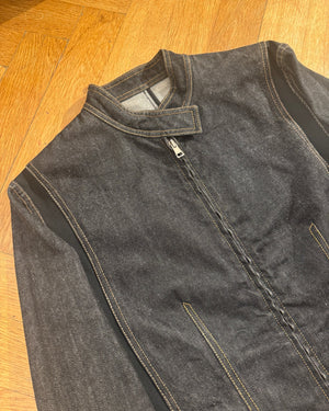SS99 by Tom Ford Raw Denim Silk Paneled Moto Biker Jacket