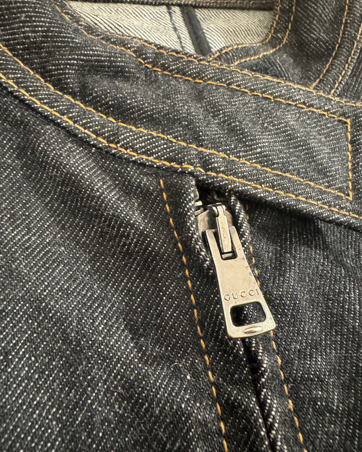 SS99 by Tom Ford Raw Denim Silk Paneled Moto Biker Jacket