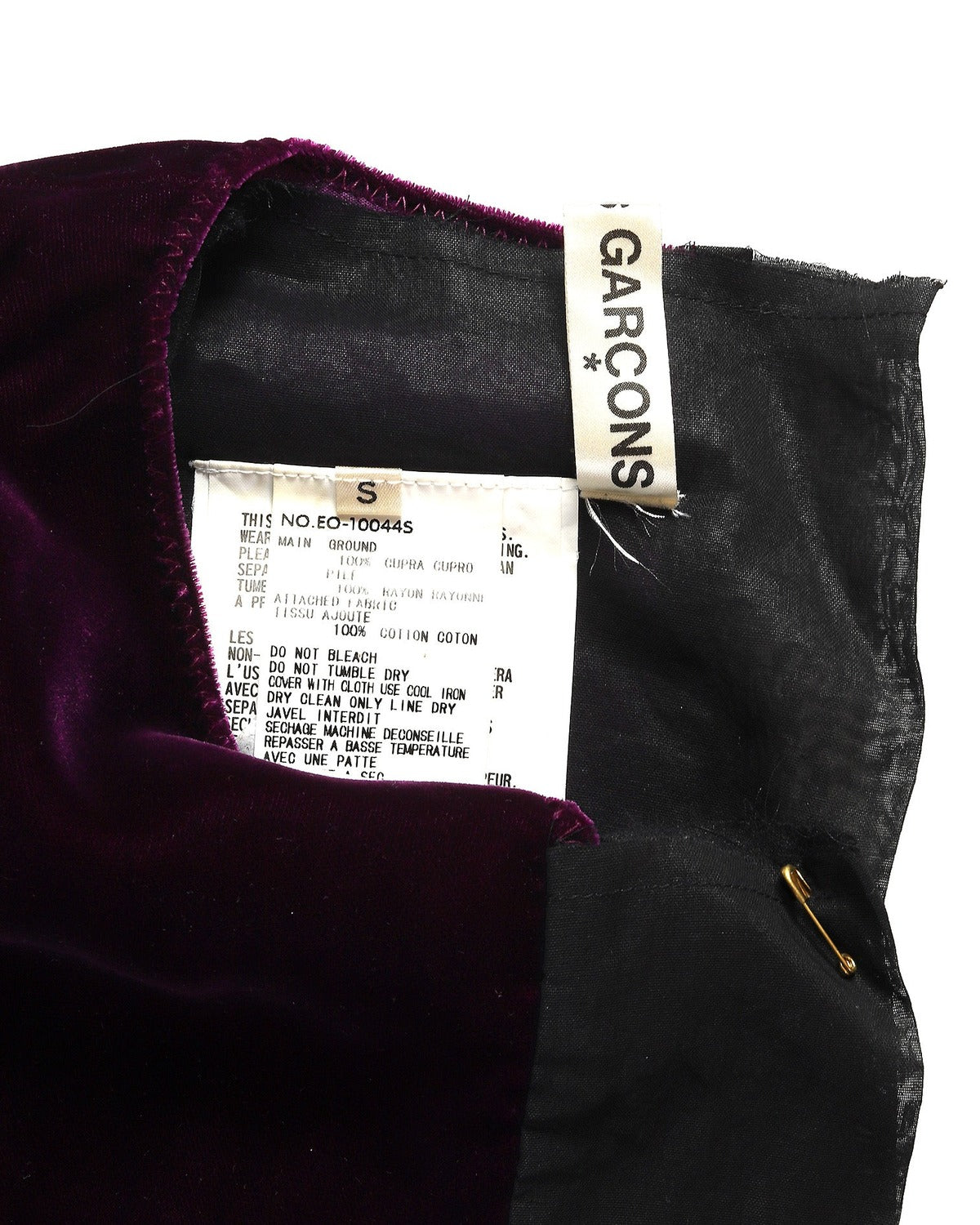 Comme Des Garcons SS99 Half Sheer Velvet Dress
