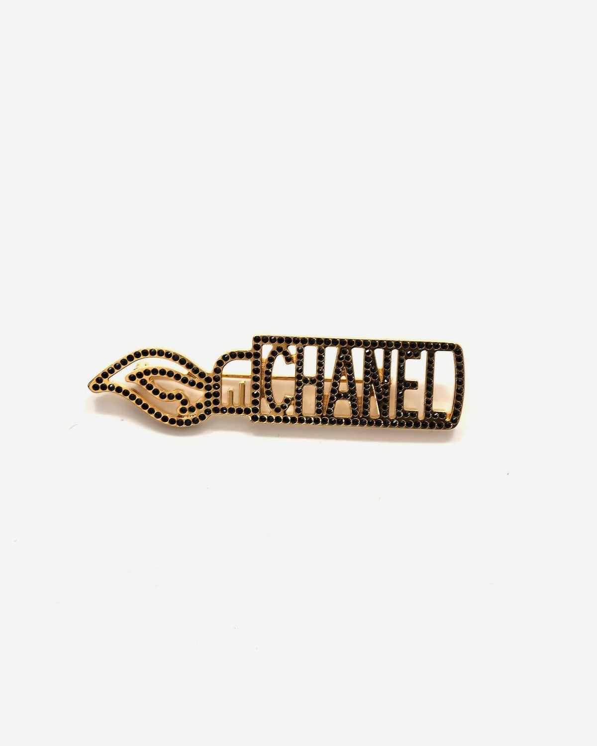Chanel FW17 Black Strass Lighter Brooch