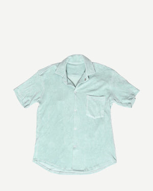 The Elder Statesman Turqouise Towelling Short Sleeve Shirt