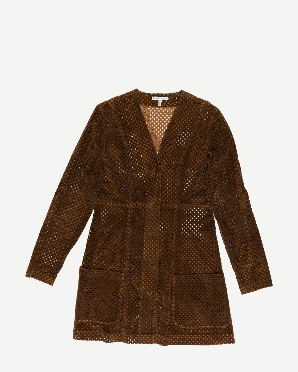 Helmut Lang AW91 Brown Leather Lasercut Dress