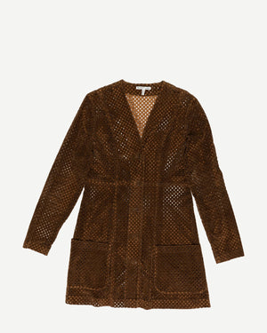 Helmut Lang AW91 Brown Leather Lasercut Dress