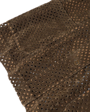 Helmut Lang AW91 Brown Leather Lasercut Dress