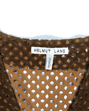 Helmut Lang AW91 Brown Leather Lasercut Dress