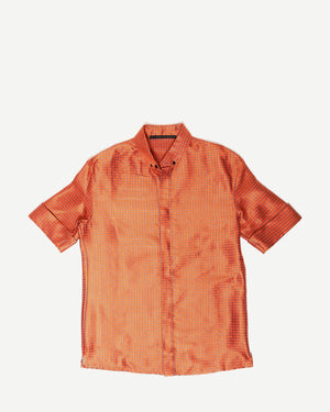 Haider Ackermann SS17 Orange Silk Short Sleeve Shirt