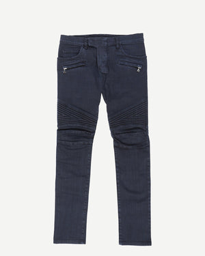 Balmain Navy Blue Biker Jeans