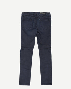 Balmain Navy Blue Biker Jeans