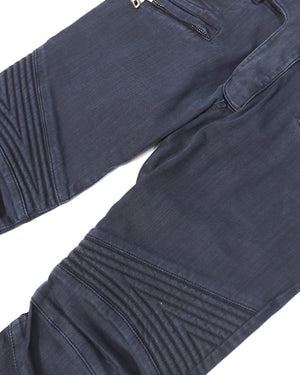 Balmain Navy Blue Biker Jeans