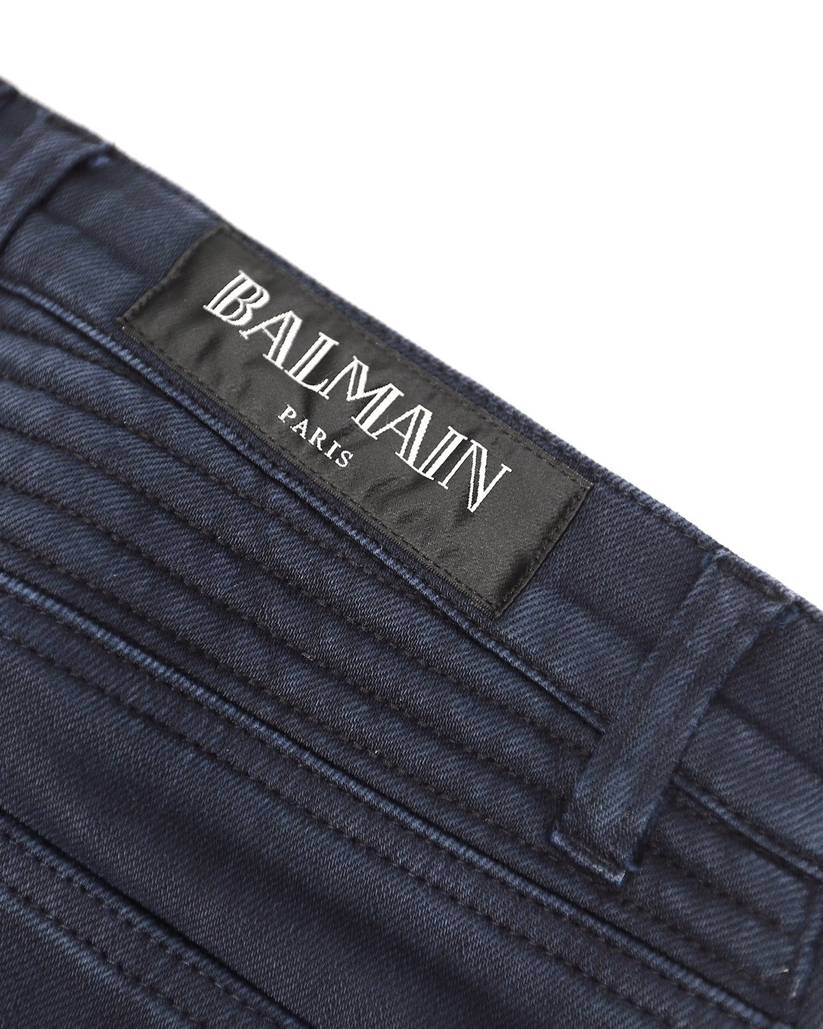 Balmain Navy Blue Biker Jeans