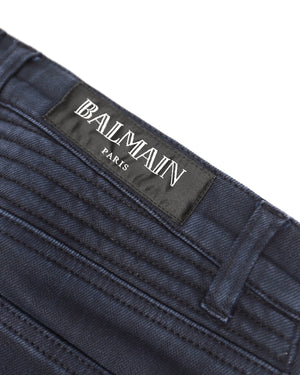 Balmain Navy Blue Biker Jeans