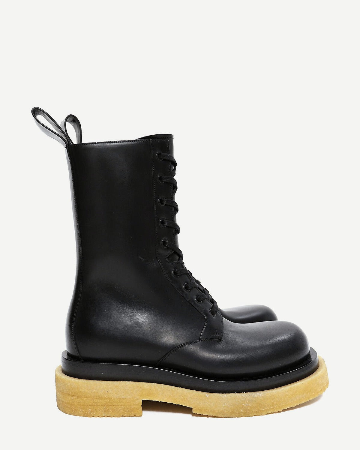 Bottega Veneta by Daniel Lee Crepe Sole Black Laced Lug Boots