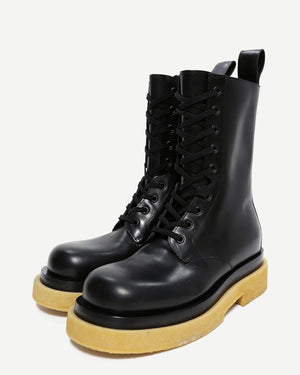 Bottega Veneta by Daniel Lee Crepe Sole Black Laced Lug Boots