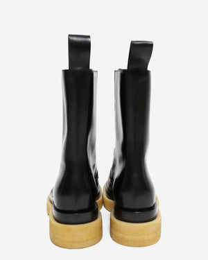 Bottega Veneta by Daniel Lee Crepe Sole Black Laced Lug Boots