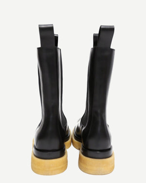 Bottega Veneta by Daniel Lee Crepe Sole Black Lug Boots