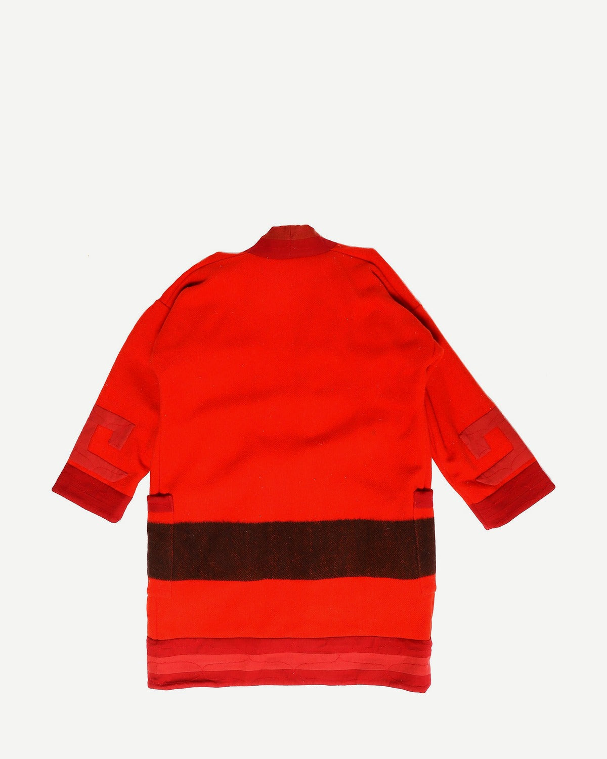 Visvim F.I.L. Indigo Camping Trailer Ruunpe Patchwork Red Kimono Wool Overcoat