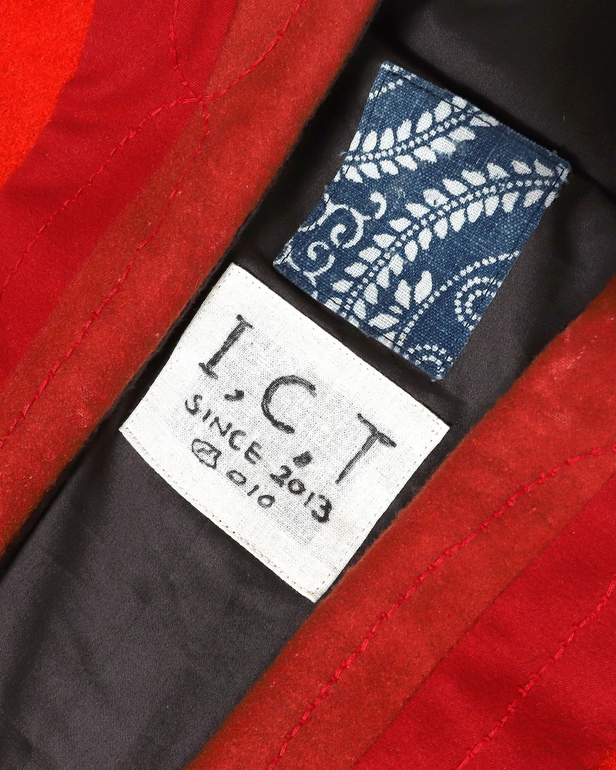 Visvim F.I.L. Indigo Camping Trailer Ruunpe Patchwork Red Kimono Wool Overcoat
