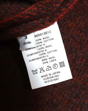 Visvim F.I.L. Indigo Camping Trailer Ruunpe Patchwork Red Kimono Wool Overcoat