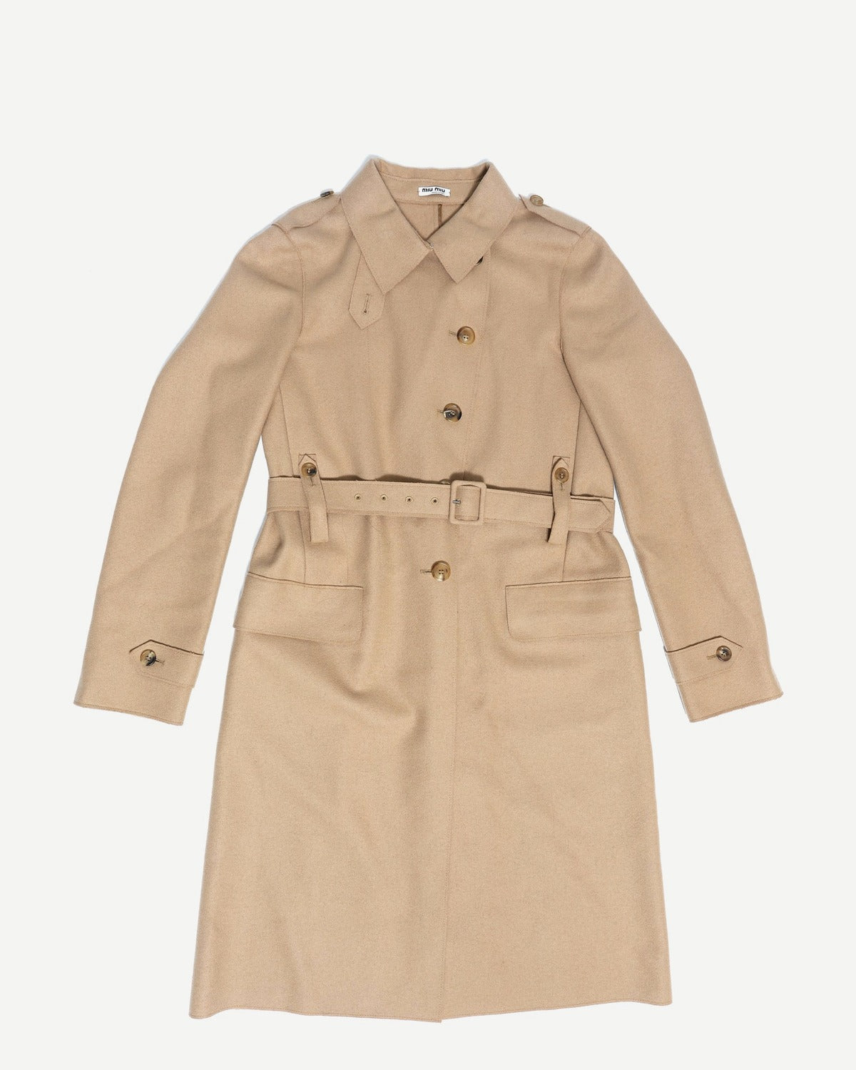 Miu Miu Belted Belted Wool Trench Coat