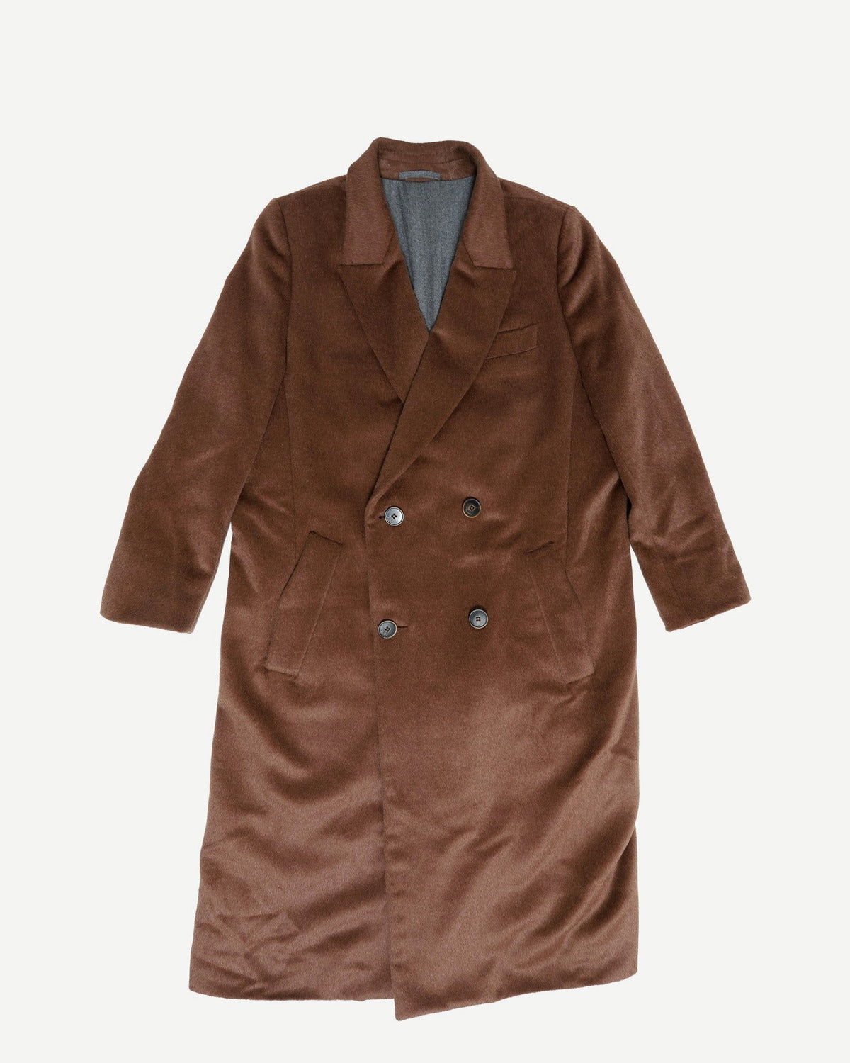Berluti by Sartori Double Breasted Brown Baby Lama Hair Coat