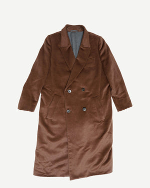 Berluti by Sartori Double Breasted Brown Baby Lama Hair Coat