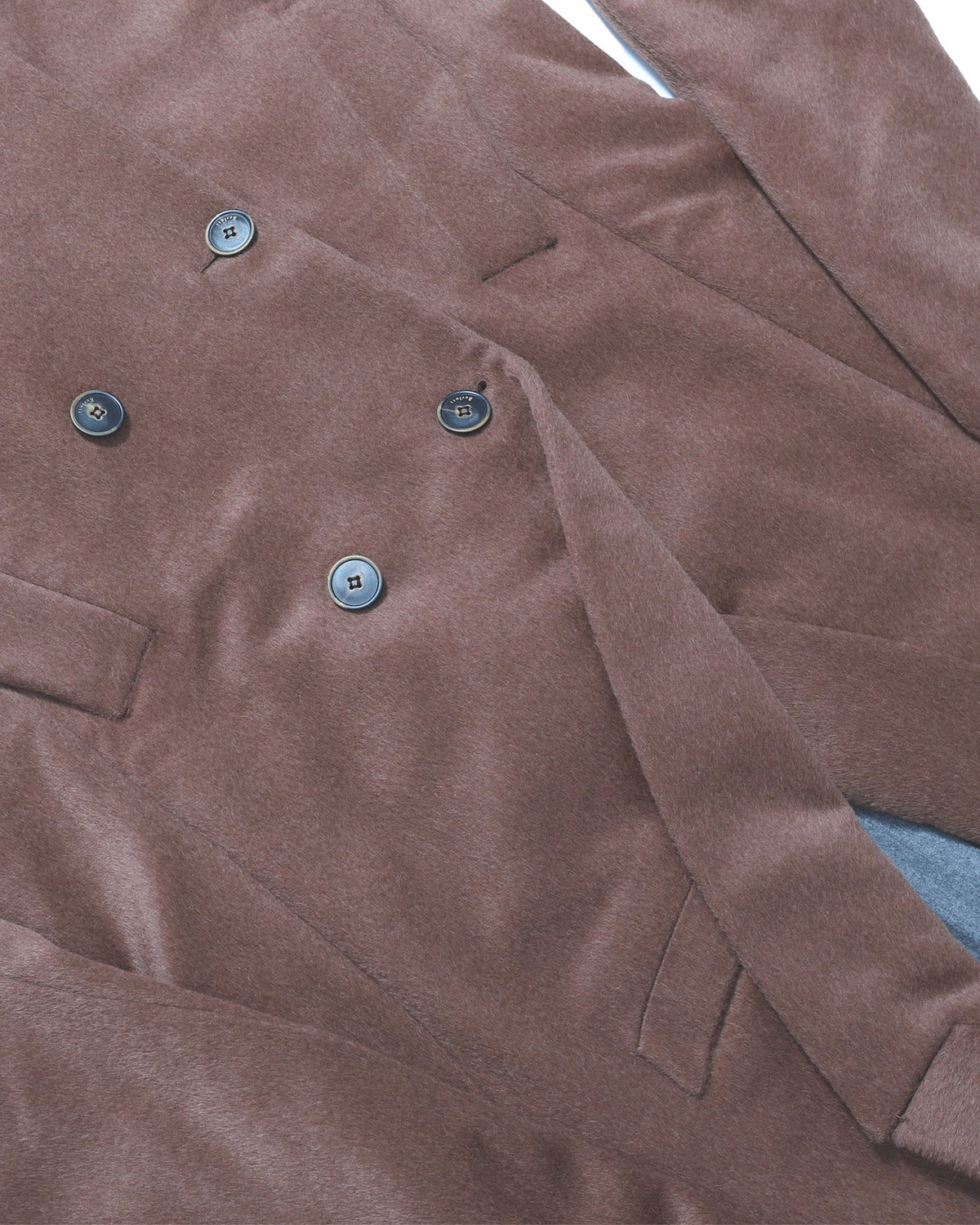 Berluti by Sartori Double Breasted Brown Baby Lama Hair Coat