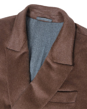 Berluti by Sartori Double Breasted Brown Baby Lama Hair Coat
