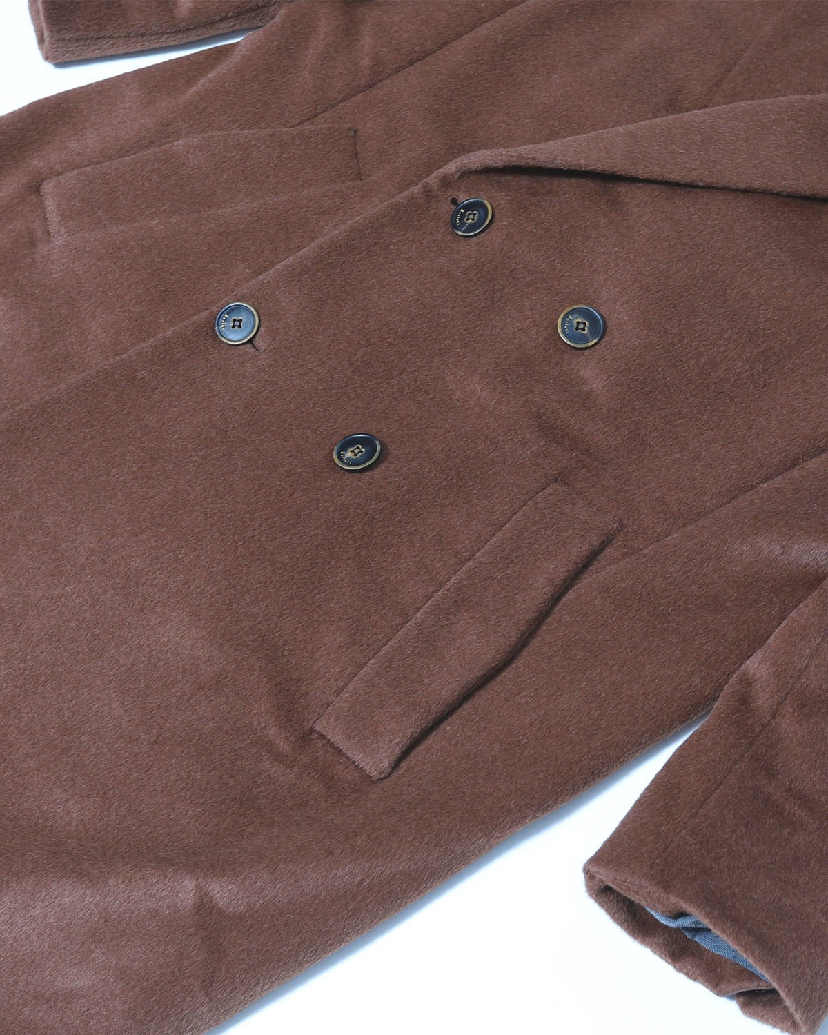 Berluti by Sartori Double Breasted Brown Baby Lama Hair Coat
