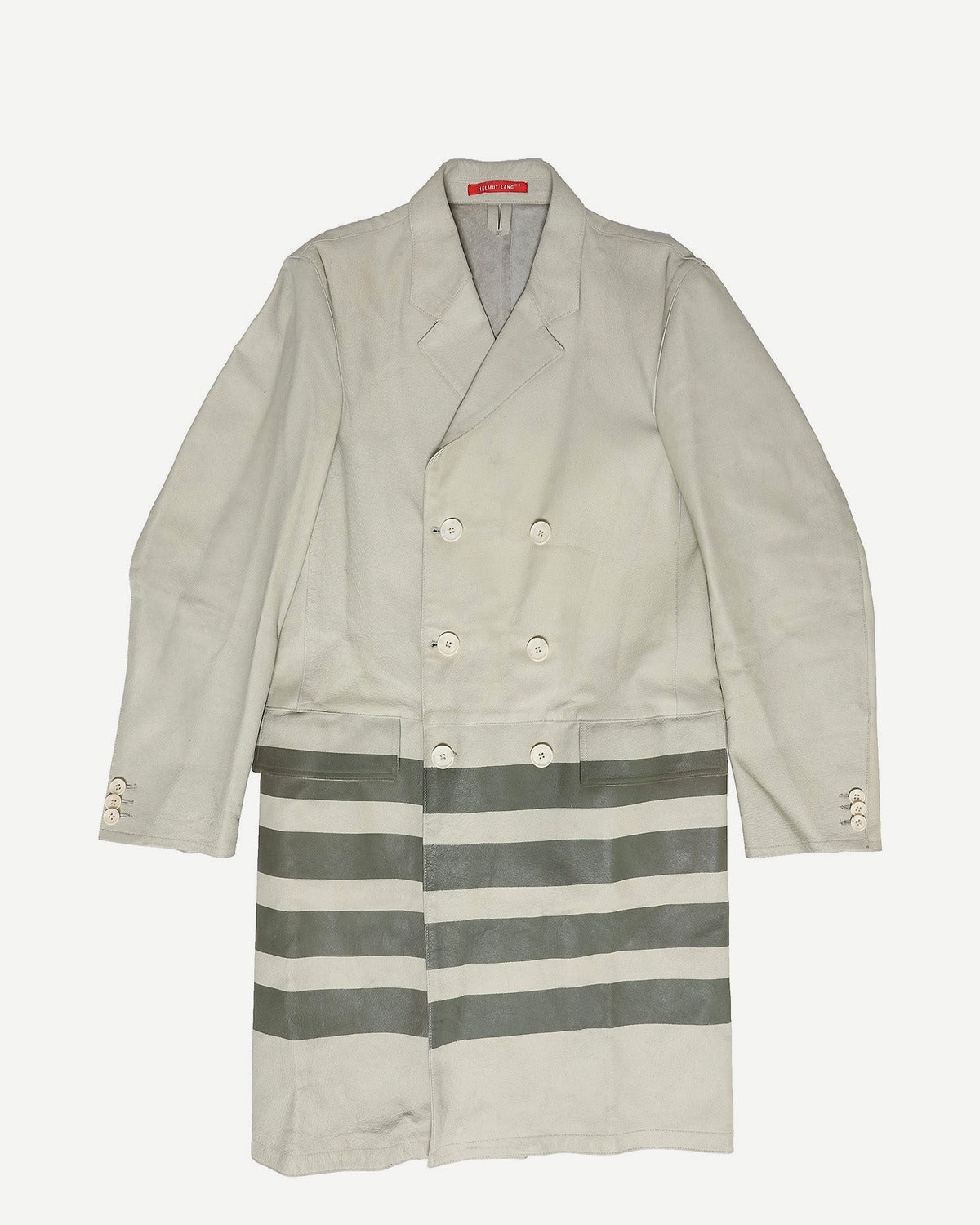 Helmut Lang FW97 Leather Resin Stripe Coat