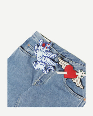 Gucci Pre-FW19 Oversized Applique Pin Denim