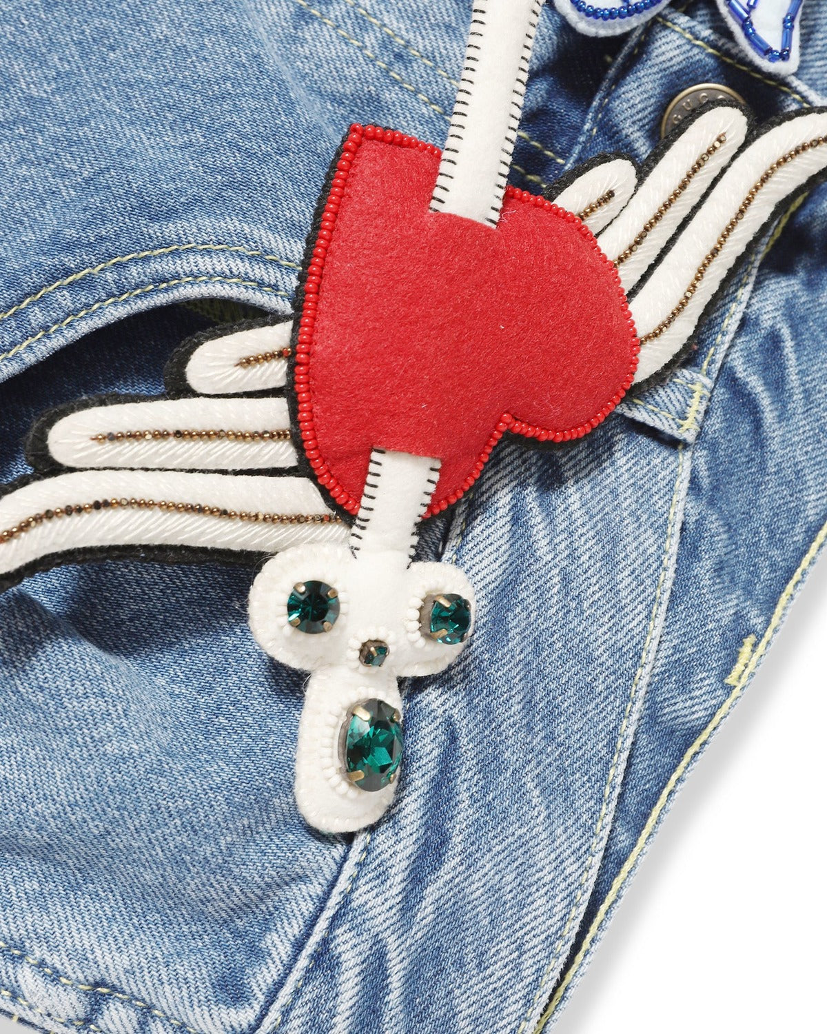 Gucci Pre-FW19 Oversized Applique Pin Denim