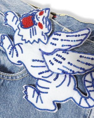 Gucci Pre-FW19 Oversized Applique Pin Denim