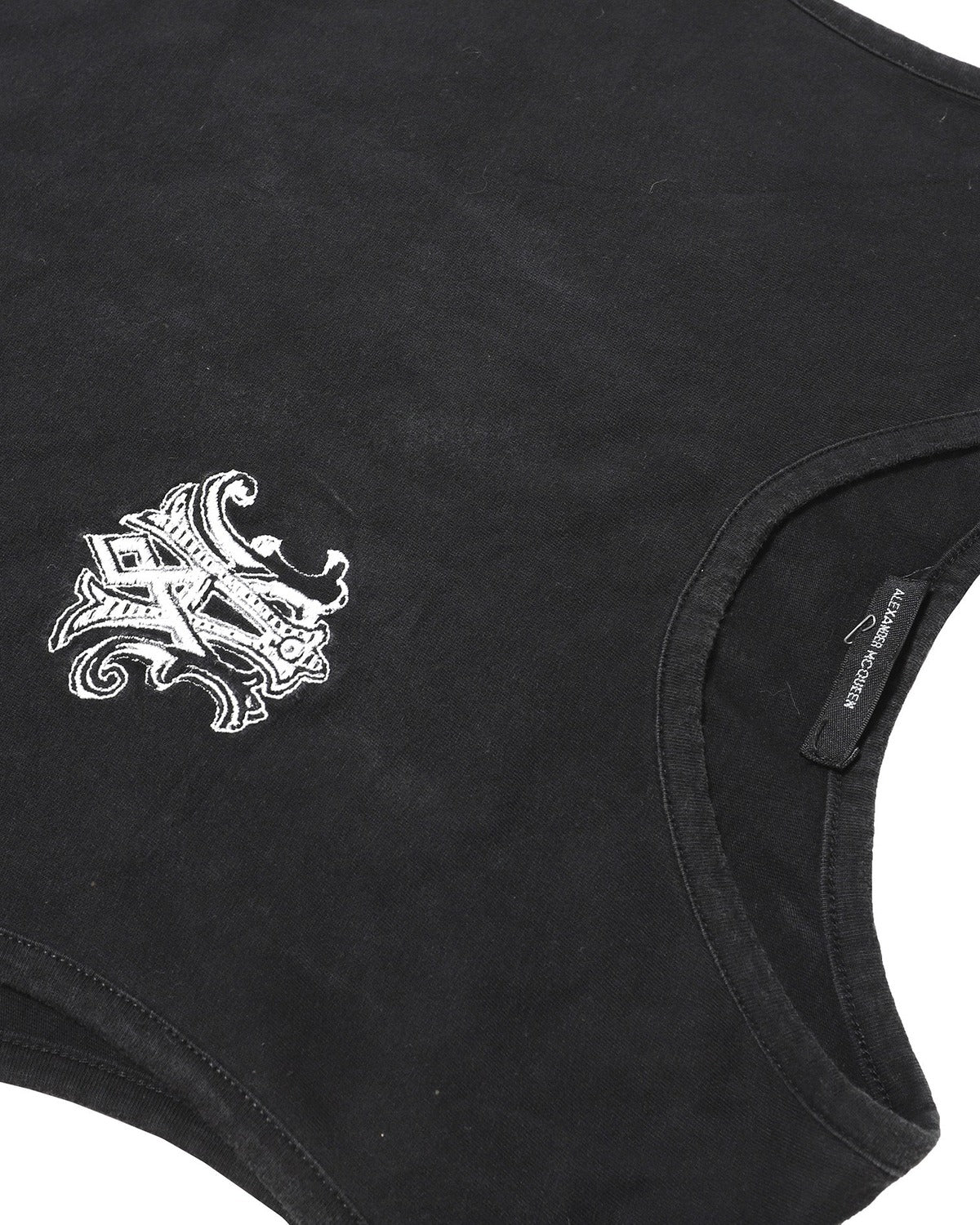 Alexander McQueen SS96 Embroidered Black Tank Top