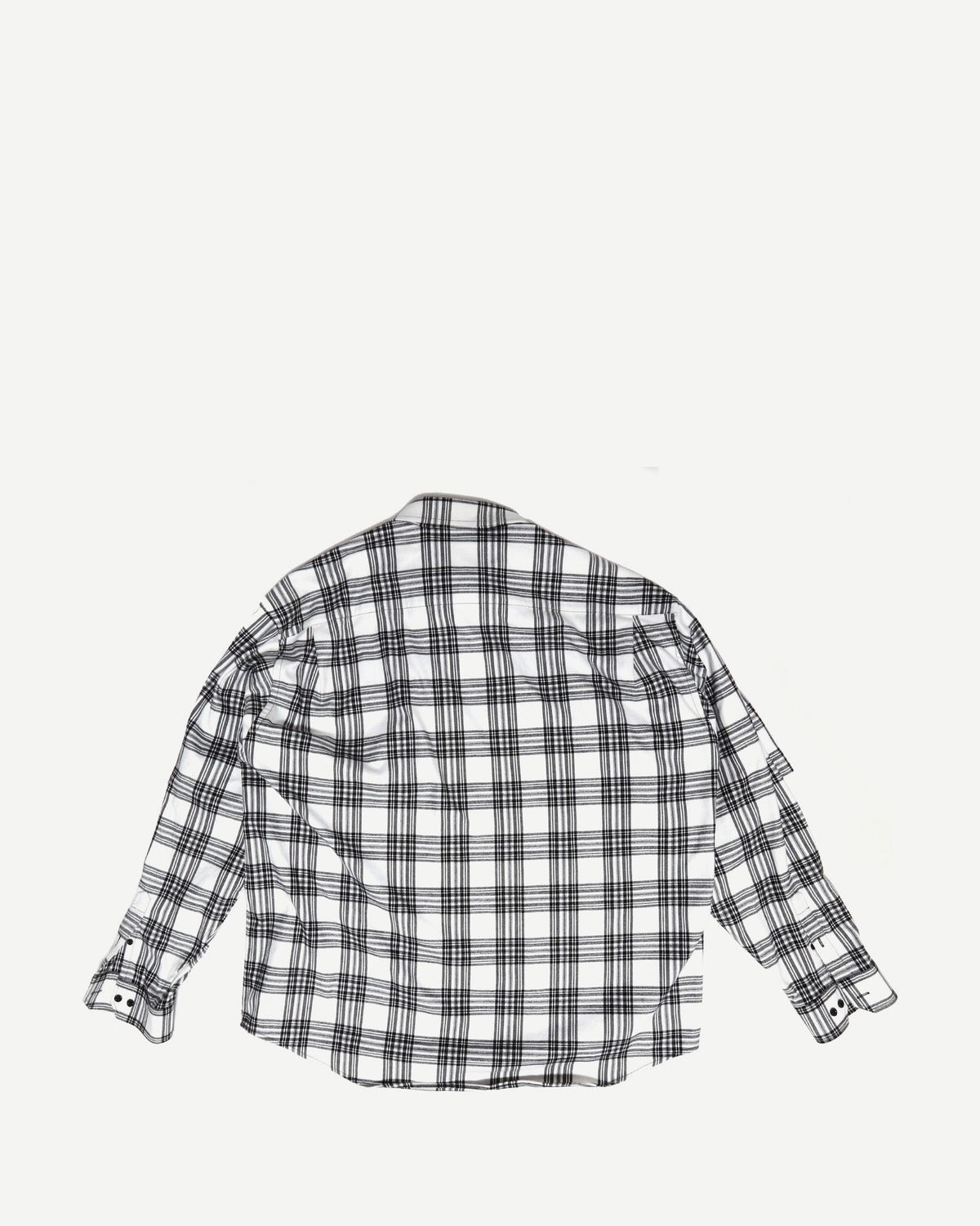 Balenciaga AW18 Oversized Slashed Sleeve Plaid Flannel Shirt