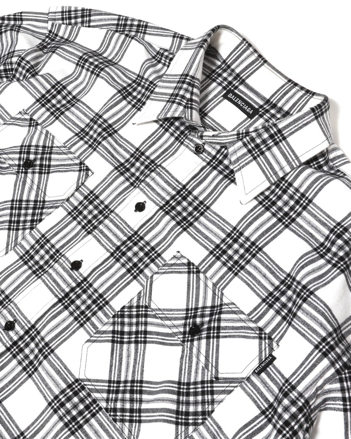 Balenciaga AW18 Oversized Slashed Sleeve Plaid Flannel Shirt