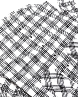Balenciaga AW18 Oversized Slashed Sleeve Plaid Flannel Shirt