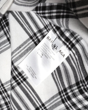 Balenciaga AW18 Oversized Slashed Sleeve Plaid Flannel Shirt